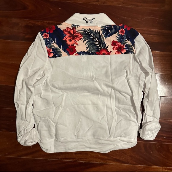Victoria’s Secret PINK White & Multicolour Quarter Zip Sweatshirt Size Large - Picture 3 of 5
